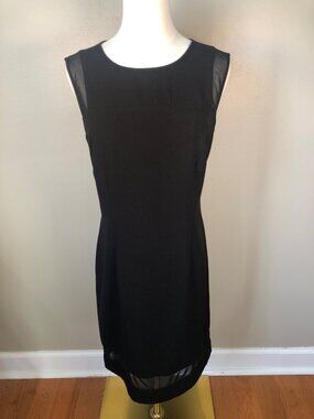 NWT Laundry By Design Black Mesh Sheath Dress Size 4 - Sleeveless Cutout Hem LBD